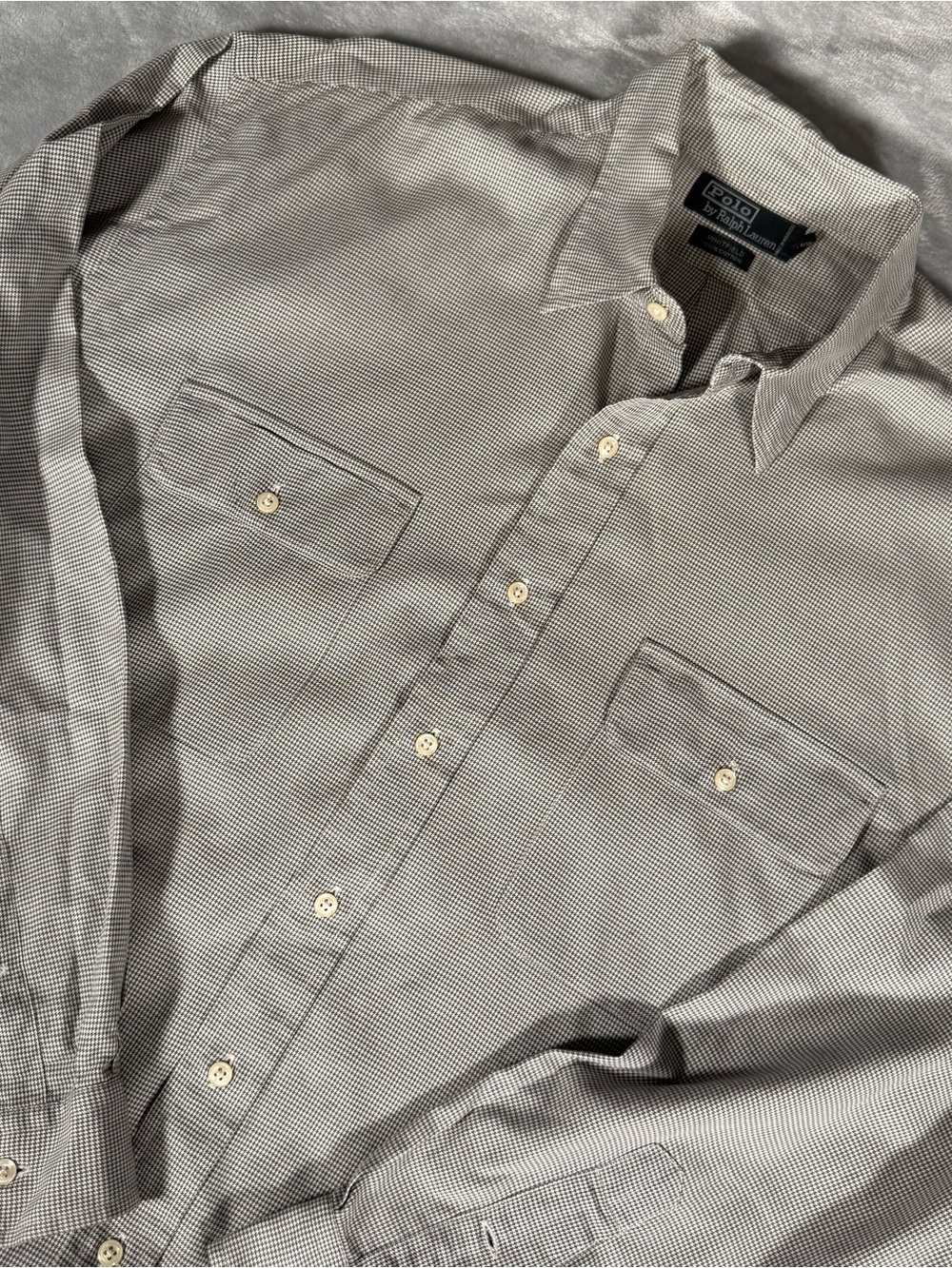 Polo Ralph Lauren Whitfield Houndstooth Shirt Mens XL (Fits 2XL) Loose Fit